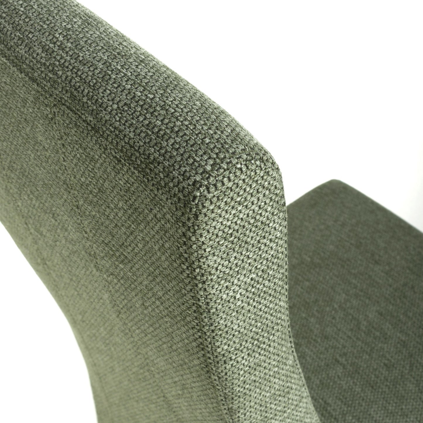 Green Fabric Weave Wave Back Dining Chair Wooden Legs