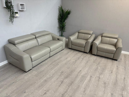 Furniture Village Elixir 3 Seater + 2 Armchairs Leather Power Recliner Sofa Set RRP £4785