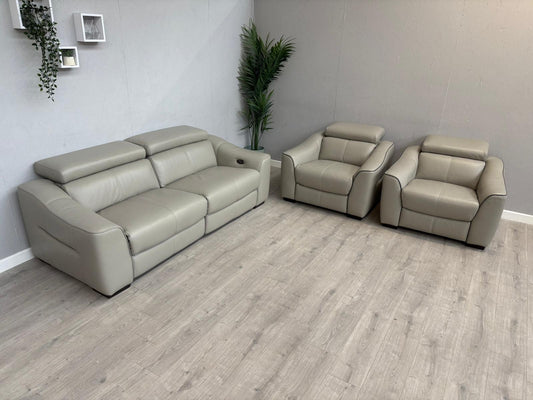 Furniture Village Elixir 3 Seater + 2 Armchairs Leather Power Recliner Sofa Set RRP £4785