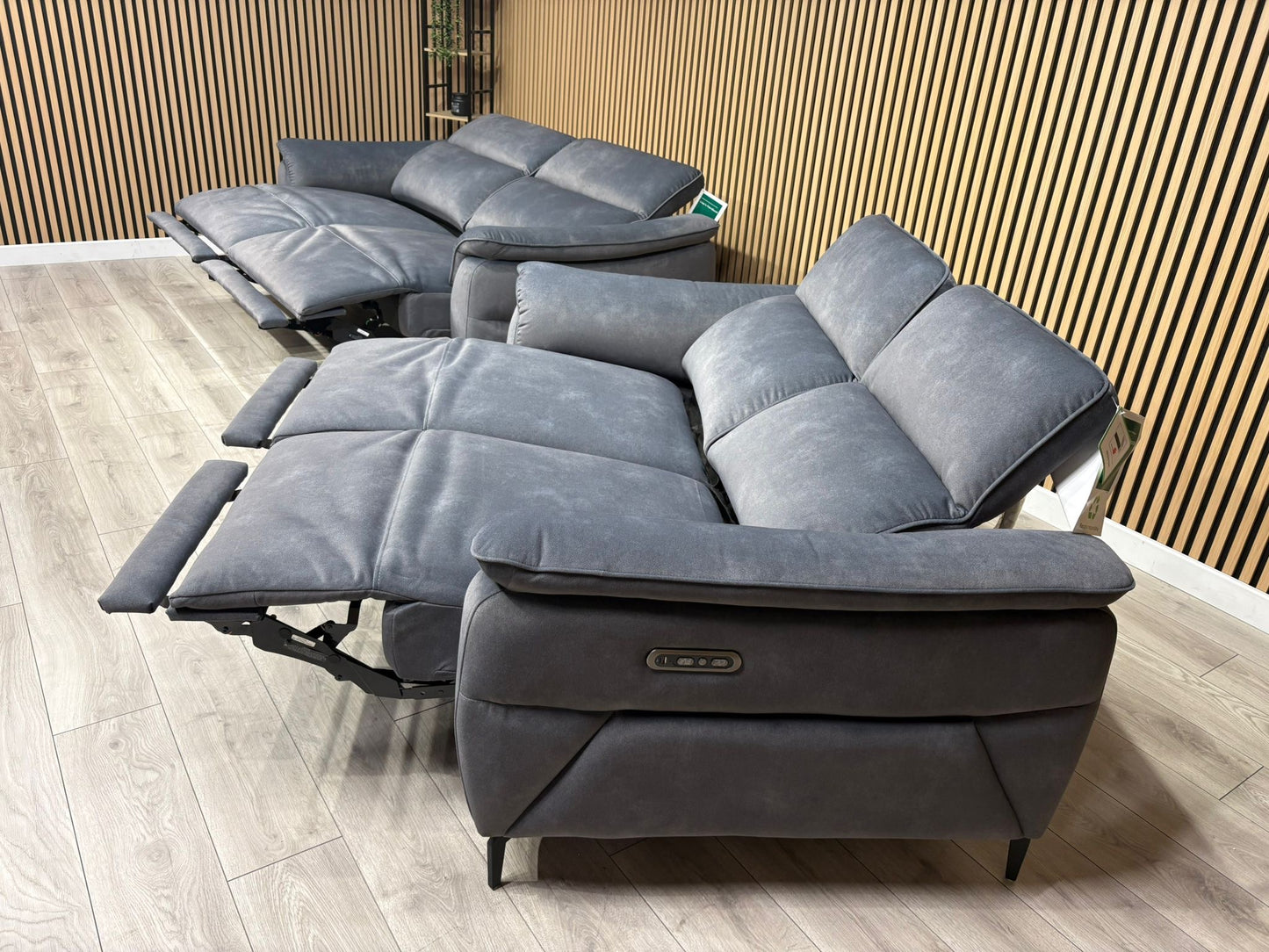 Furniture Village EZRA Style Fabric 3 Seater + 2 Seater Power Recliners - RRP £3890