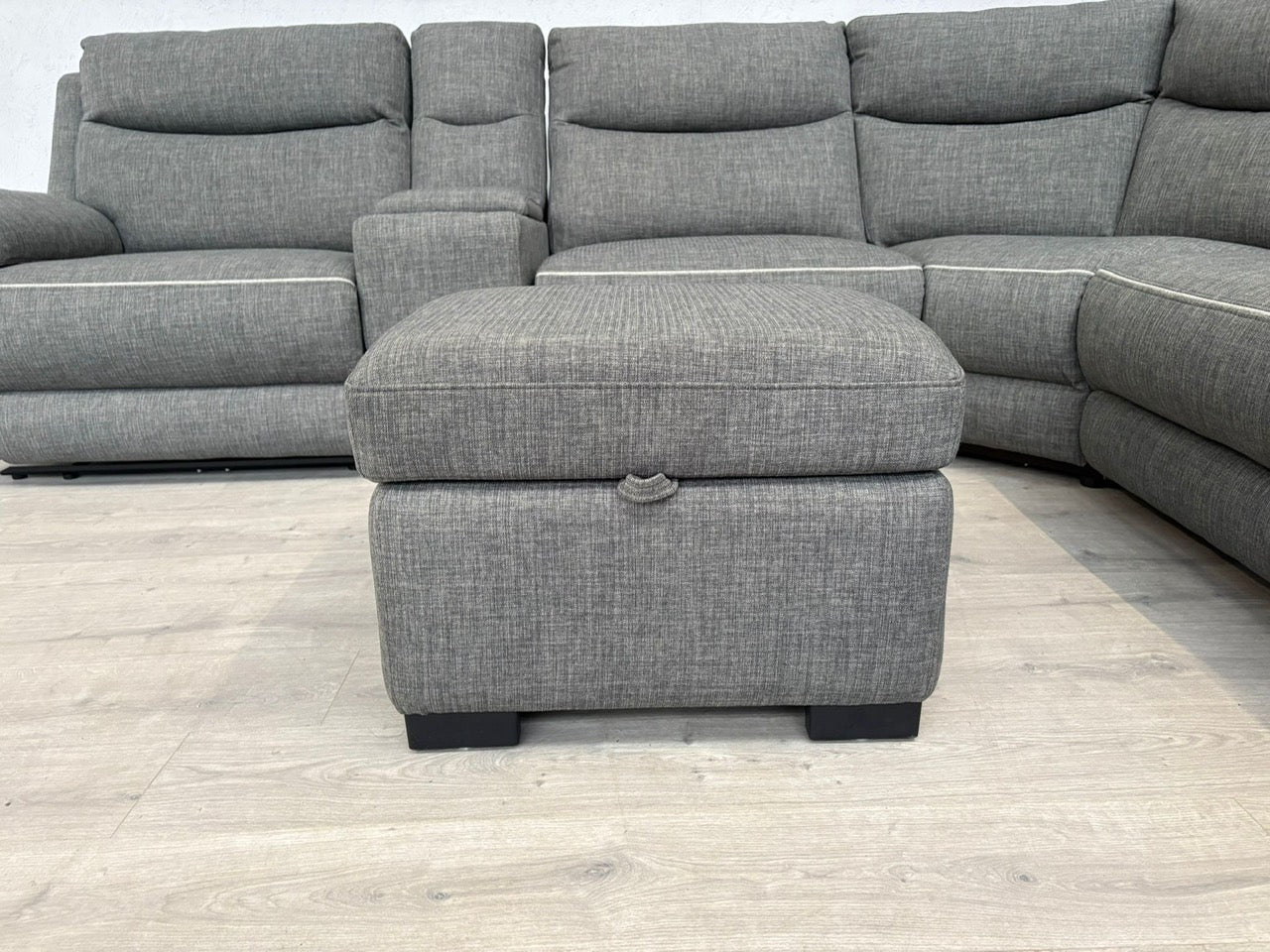 DFS Trek Fabric 2 Corner 2 Power Recliner Sofa with Console + Footstool - RRP £2578