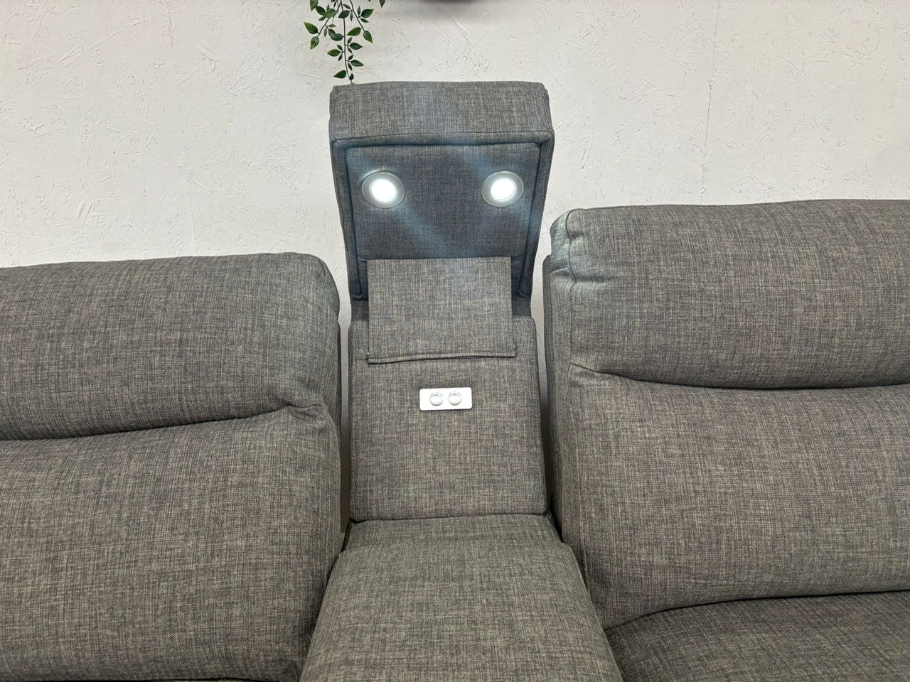 DFS Trek Fabric 2 Corner 2 Power Recliner Sofa with Console + Footstool - RRP £2578