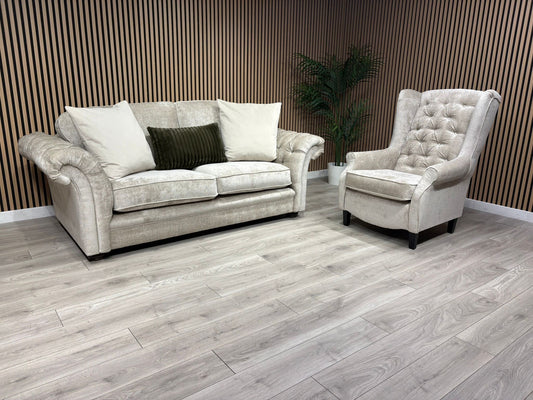Victoria Fabric 3 Seater Sofa + Wingback Chair Set - RRP £3198