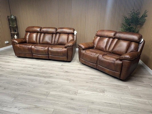 DFS Bravado Leather 3 Seater + 2 Seater Sofa Set, Power Recliners RRP: £3898