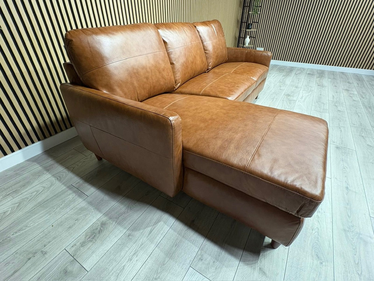 John Lewis BAILEY Style LHF Leather 3 Seater Chaise End Sofa, Tan - RRP £3,449