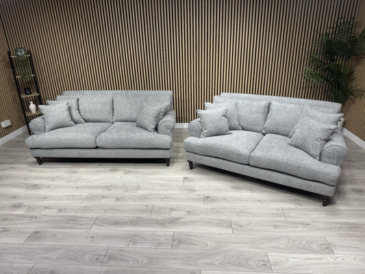 Laura Ashley LYNDEN Style Fabric 3 Seater + 2 Seater Sofa Set, Grey - RRP £2,700
