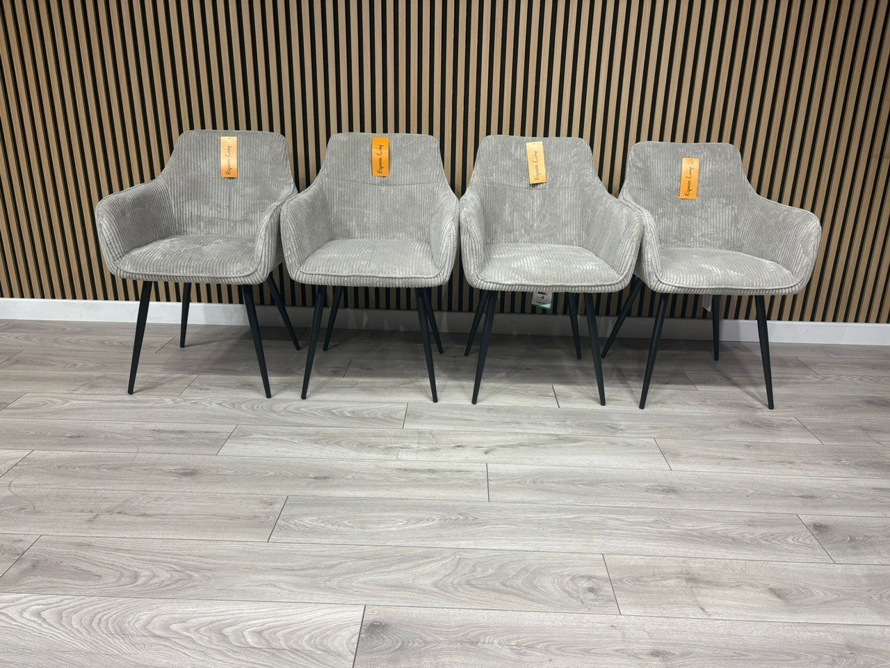 NEXT Sample - Light Grey Corduroy Dining Chairs