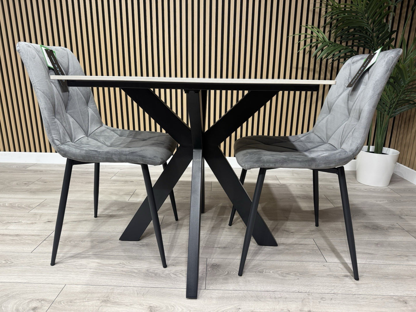 NEXT Sample - CRETE Marble Effect Square Dining Table + 2 x Chairs. RRP £1,099