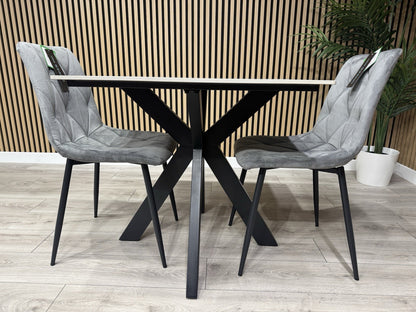 NEXT Sample - CRETE Marble Effect Square Dining Table + 2 x Chairs. RRP £1,099