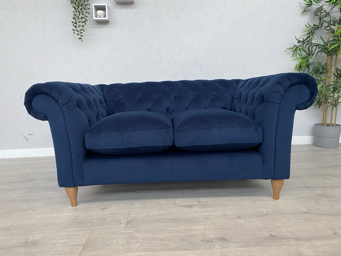 John Lewis - CROMWELL Chesterfield Fabric 2 Seater Sofa, Plush Navy - RRP £1,349