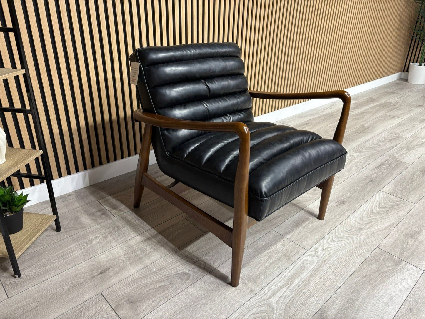 John Lewis Sample - Mid Century Faux Leather Accent Chair, Black - RRP £1099
