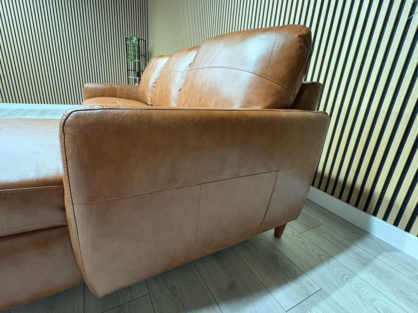 John Lewis BAILEY Style RHF Leather 3 Seater Chaise End Sofa, Tan - RRP £3,449