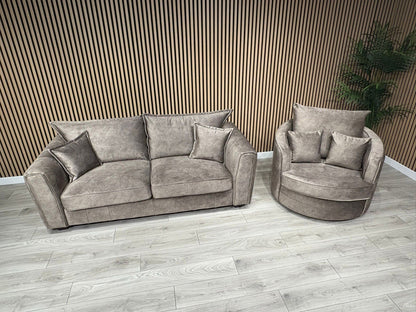 DFS - CHERISHED Style 3 Seater Sofa + Swivel Armchair, Formal Back - RRP £2,248