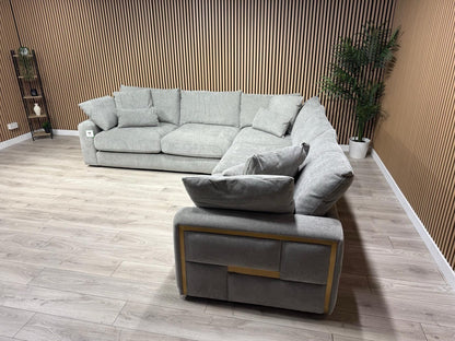 METZ Premium Fabric Large Corner Sofa, Cloud Grey - RRP £3,499