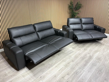 DFS Sample Bellagio Leather 3 Seater + 2 Seater Sofa Set, Power Recliners RRP: £3840
