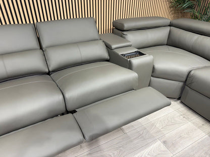 Sofology PLAZA style Leather 2c2 Power Recliner Sofa + Console - RRP £4699