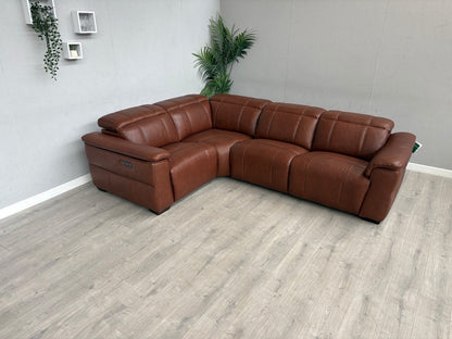 F.V Inca Leather Power Recliner Corner Sofa + Power Headrests - RRP £4095