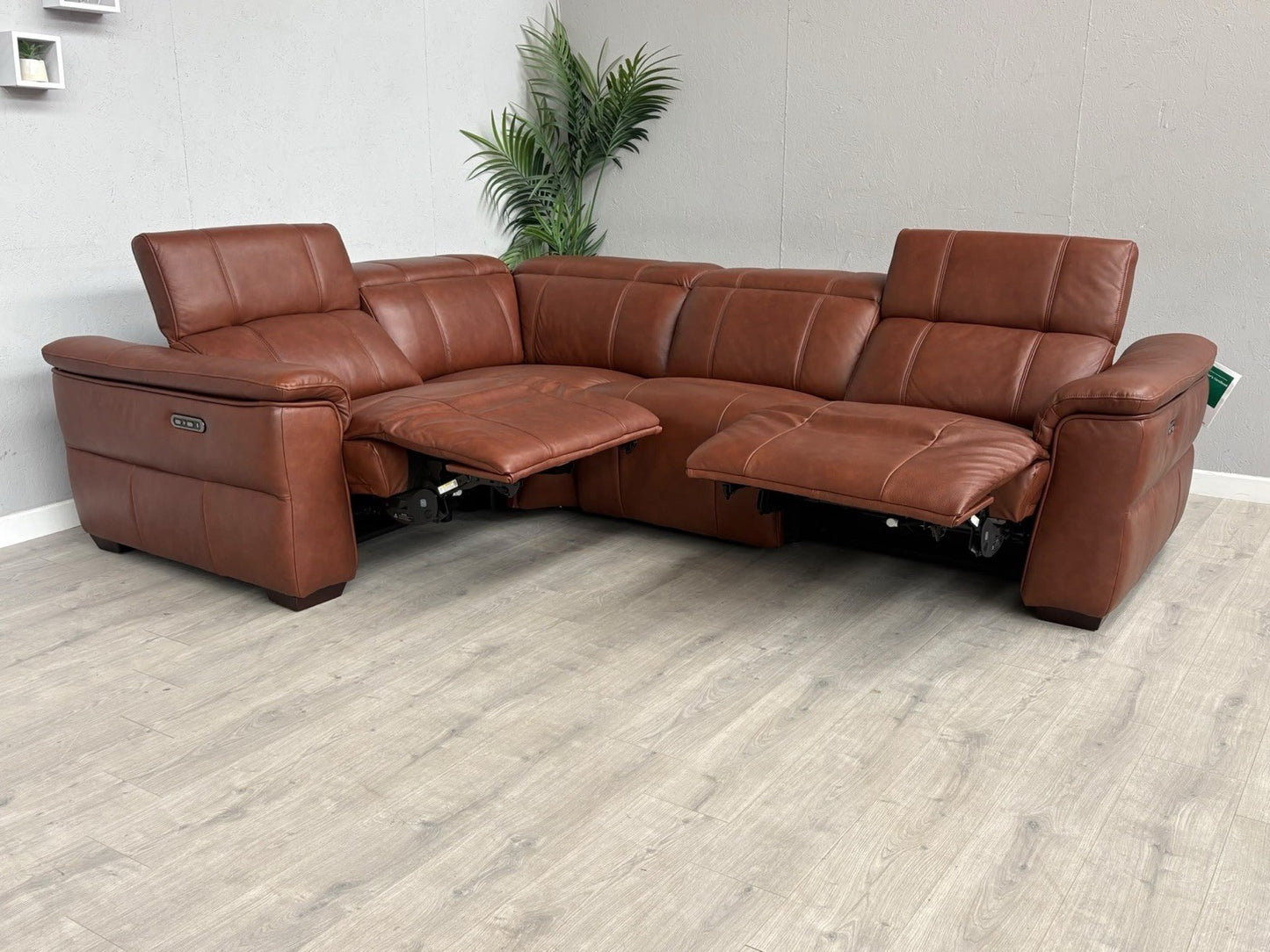 F.V Inca Leather Power Recliner Corner Sofa + Power Headrests - RRP £4095