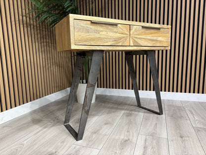 NEXT Sample - Geo Mango Wood 2 Drawer Console Table - RRP: £650