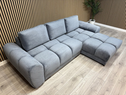 AZZURO Premium Fabric RHF Corner Chaise Sofa Bed with Storage, Grey - RRP £1,799