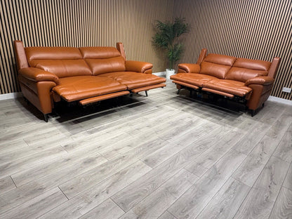Furniture Village PANACHE Style Leather 3 + 2 Seater Power Recliner Sofa Set