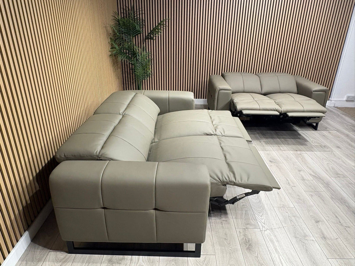 MARELLA 3 Seater + 2 Seater Power Recliner Leather Sofa Set RRP £4399
