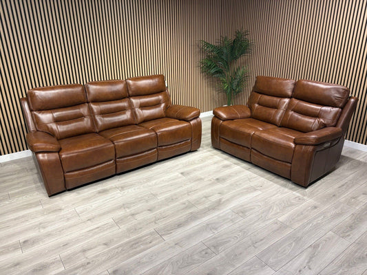Kingsbury Premium Leather 3+2 Seater Power Recliner Sofa Set - RRP £3898