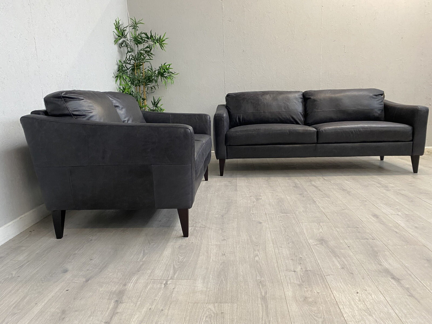 John Lewis BAILEY Style Leather 3 Seater + 2 Seater Sofa Set, Black - RRP £3,498