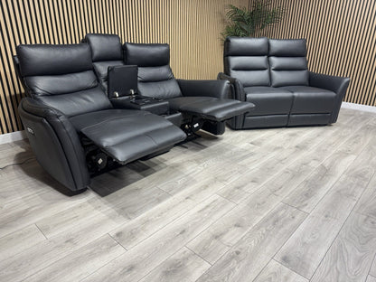 SCS  Cleveley Leather 2+2 Seater Power Recliner/Headrests + Console  - RRP £2898