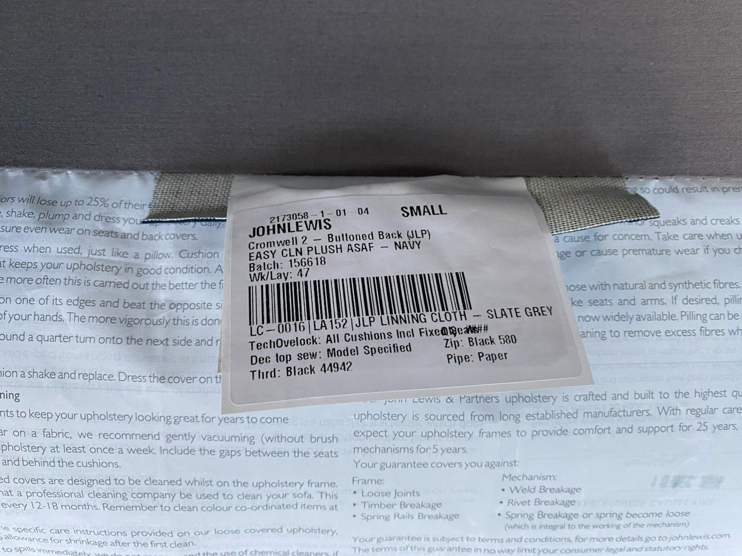 John Lewis - CROMWELL Chesterfield Fabric 2 Seater Sofa, Plush Navy - RRP £1,349