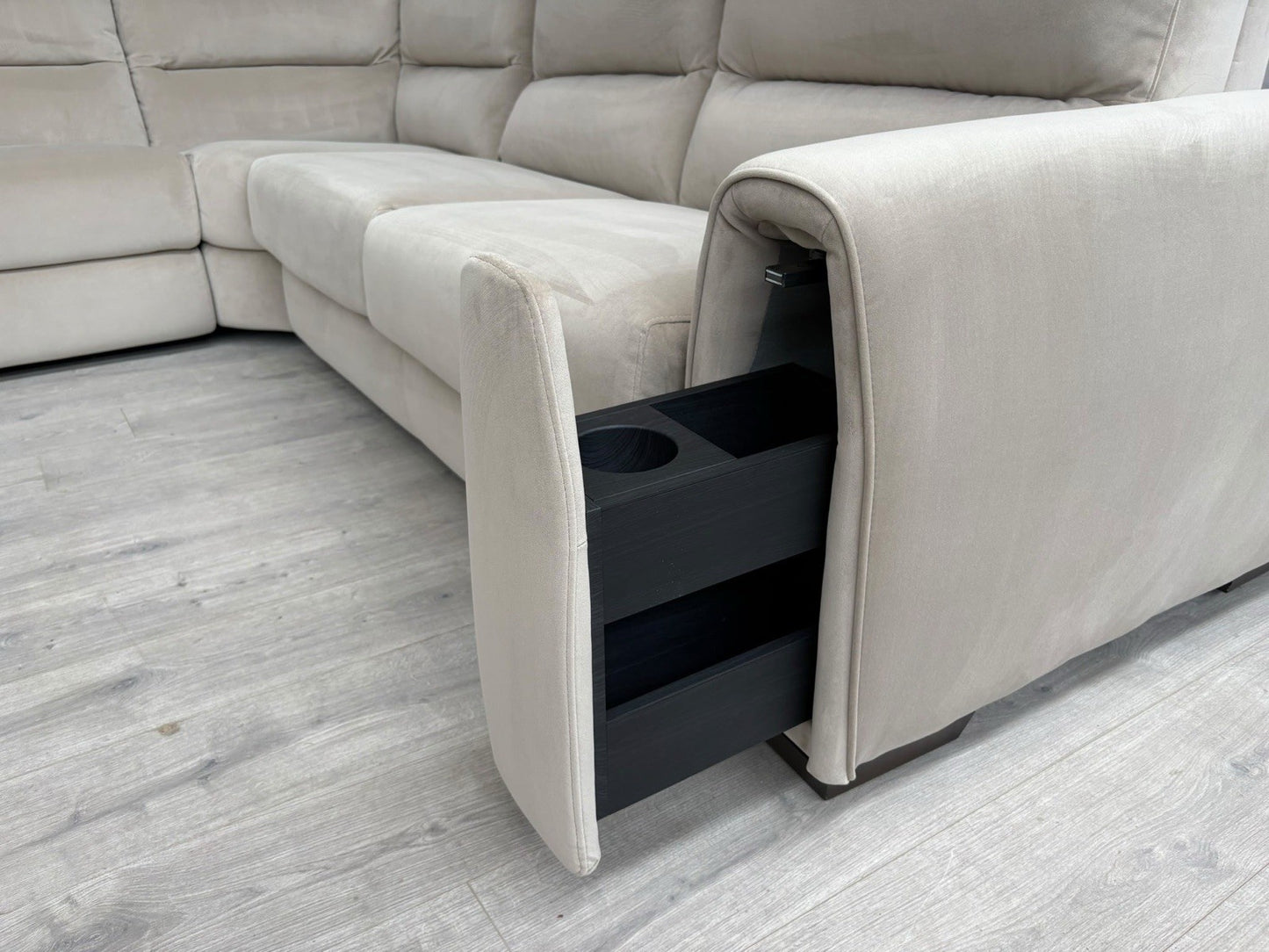 F.V Flex LHF Corner Sofa Bed with Power Recliner & Storage Arms - RRP £2945