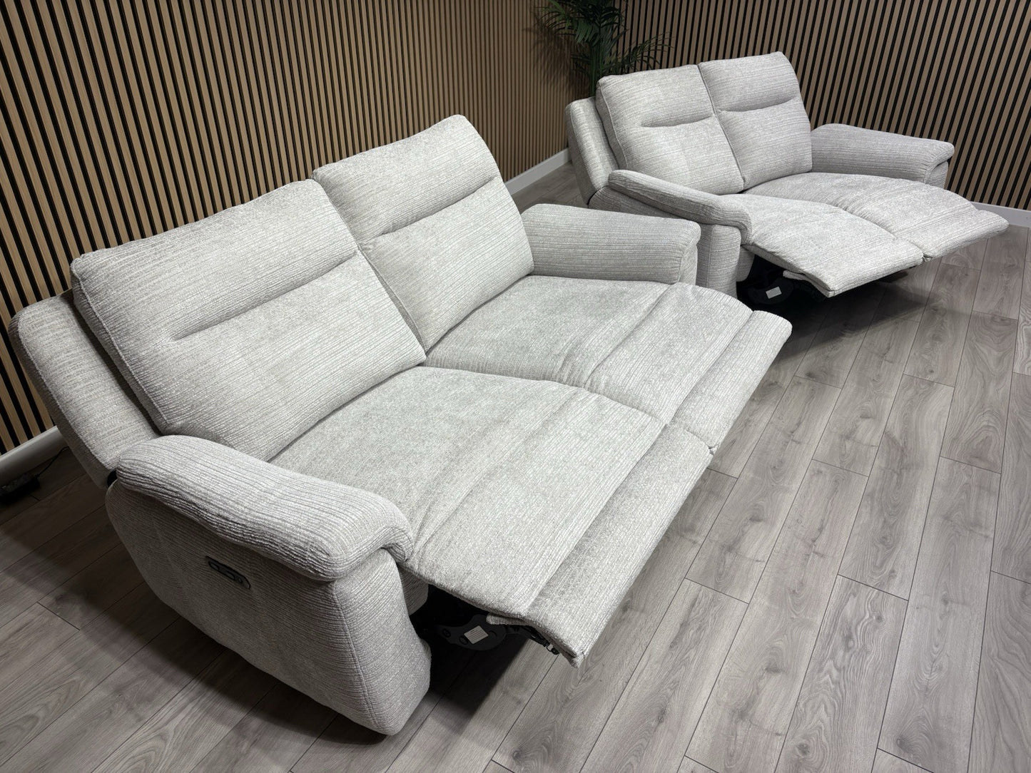 NAVONA 3 Seater + 2 Seater Fabric Sofa Set, Power Recliners - RRP £3,298