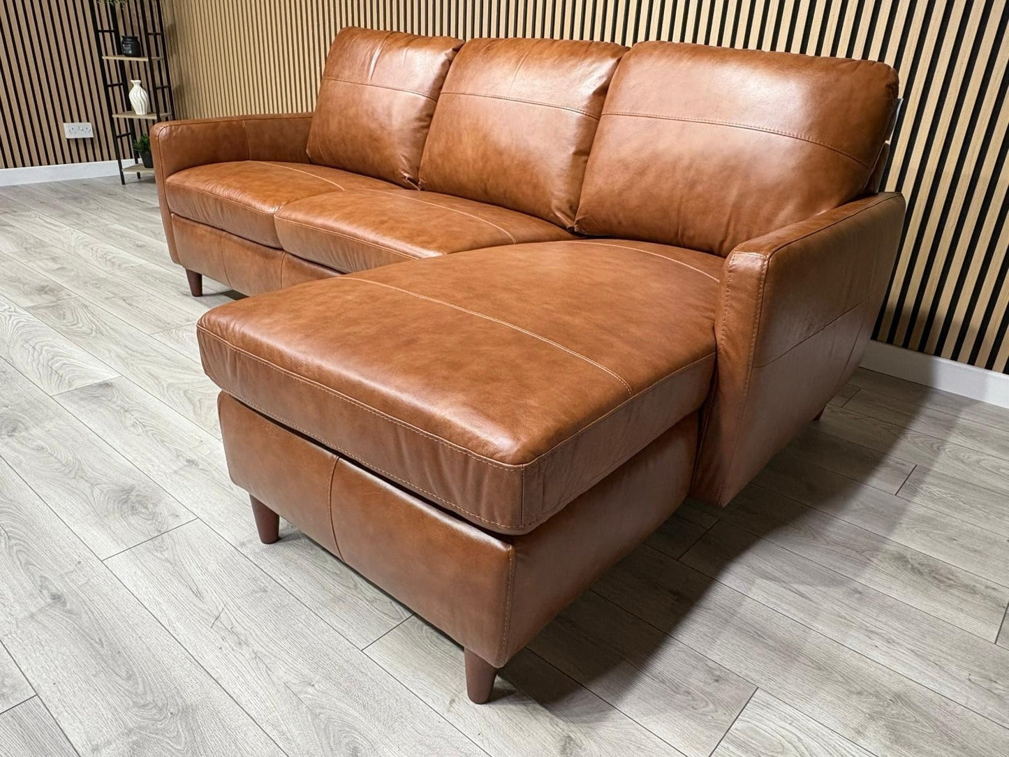 John Lewis BAILEY Style RHF Leather 3 Seater Chaise End Sofa, Tan - RRP £3,449