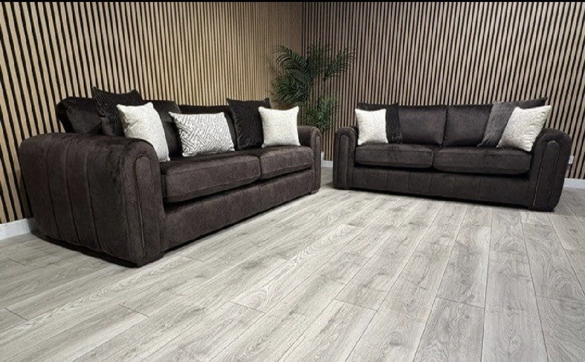 DEVINE Glamour Fabric 3 Seater + 2 Seater Sofa Set,  Bournville - RRP £2,698