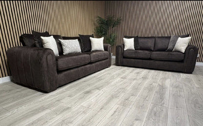 DEVINE Glamour Fabric 3 Seater + 2 Seater Sofa Set,  Bournville - RRP £2,698