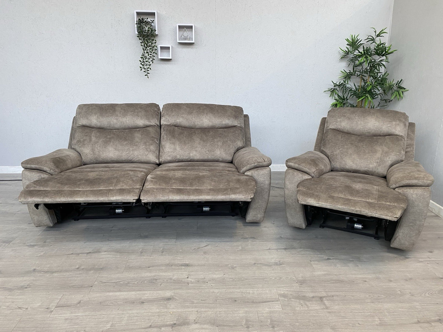 Furniture Village SLOANE Fabric 3 Seater Sofa + Armchair, Power Recliners