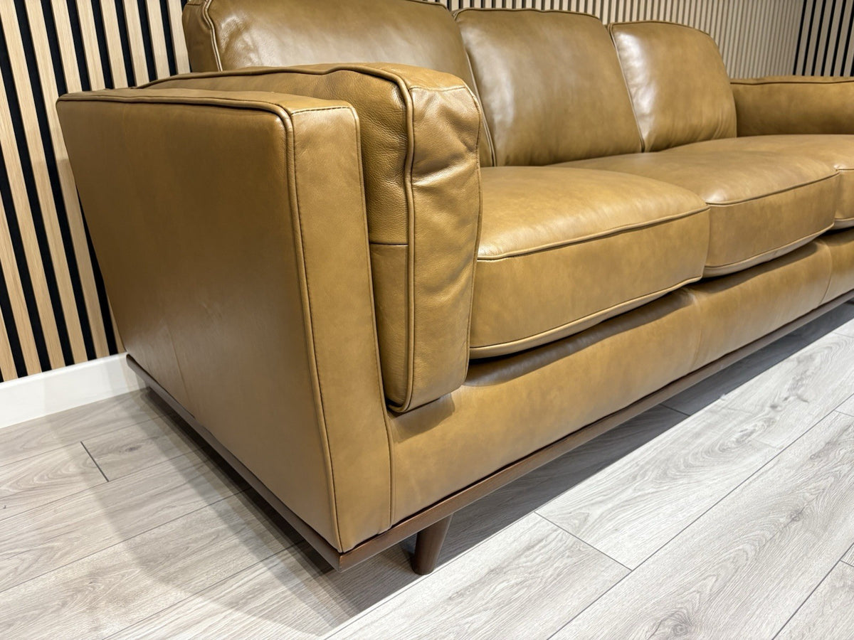 John Lewis Sample VALENCIA Leather 3 Seater Sofa, Caramel - RRP £2299