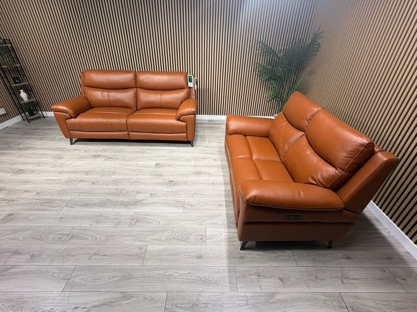 Furniture Village PANACHE Style Leather 3 + 2 Seater Power Recliner Sofa Set