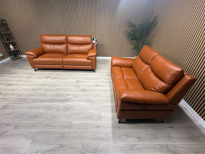 Furniture Village PANACHE Style Leather 3 + 2 Seater Power Recliner Sofa Set