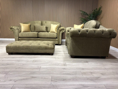 A&J Victoria Fabric 3 Seater Sofa + Love Chair + Footstool Set - RRP £4897