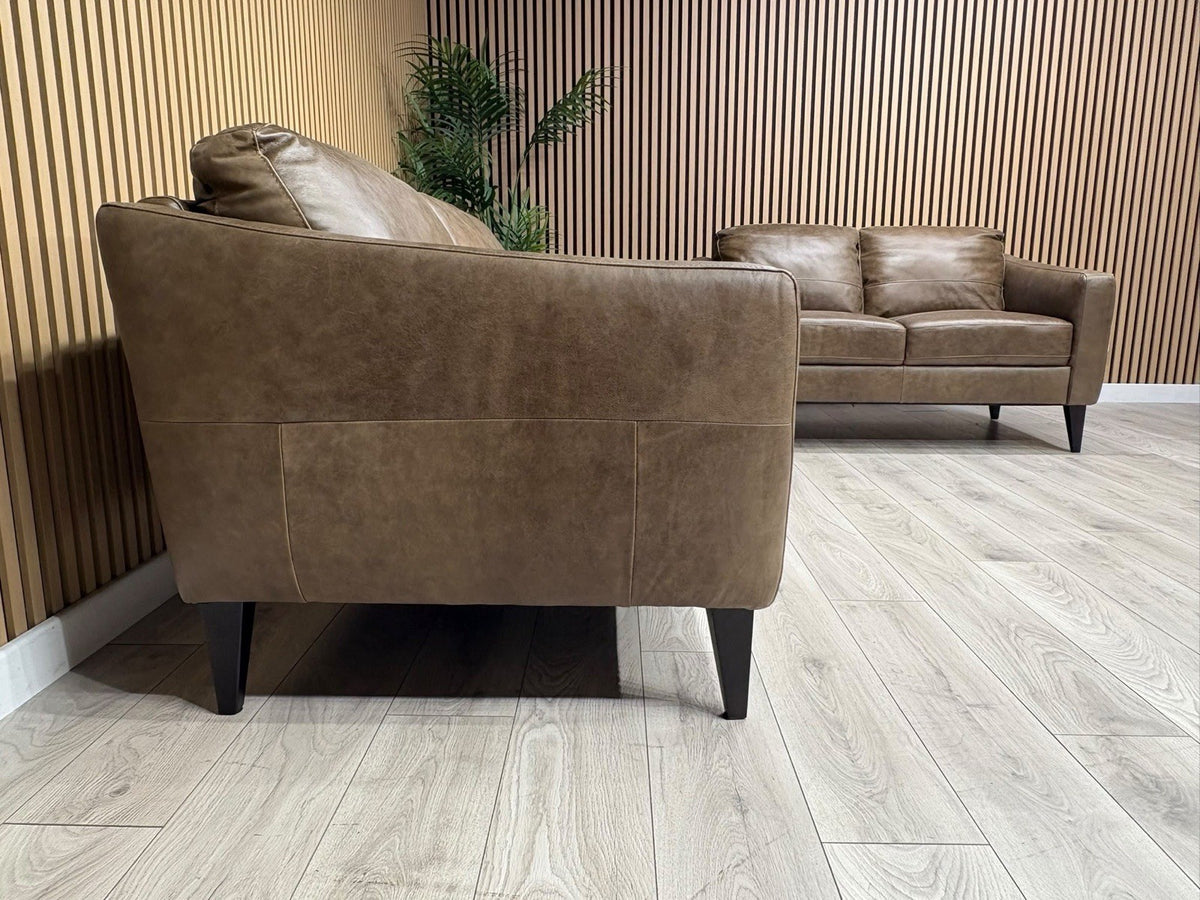 John Lewis BAILEY Style Leather 3 + 2 Seater Sofa Set, Chestnut - RRP £3978
