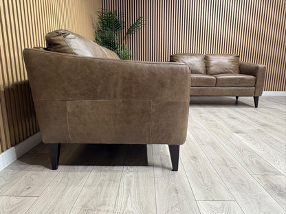 John Lewis BAILEY Style Leather 3 + 2 Seater Sofa Set, Chestnut - RRP £3978