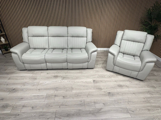 DOMINO Leather 3 Seater Sofa + Armchair Set, Power Recliners - RRP £2,795