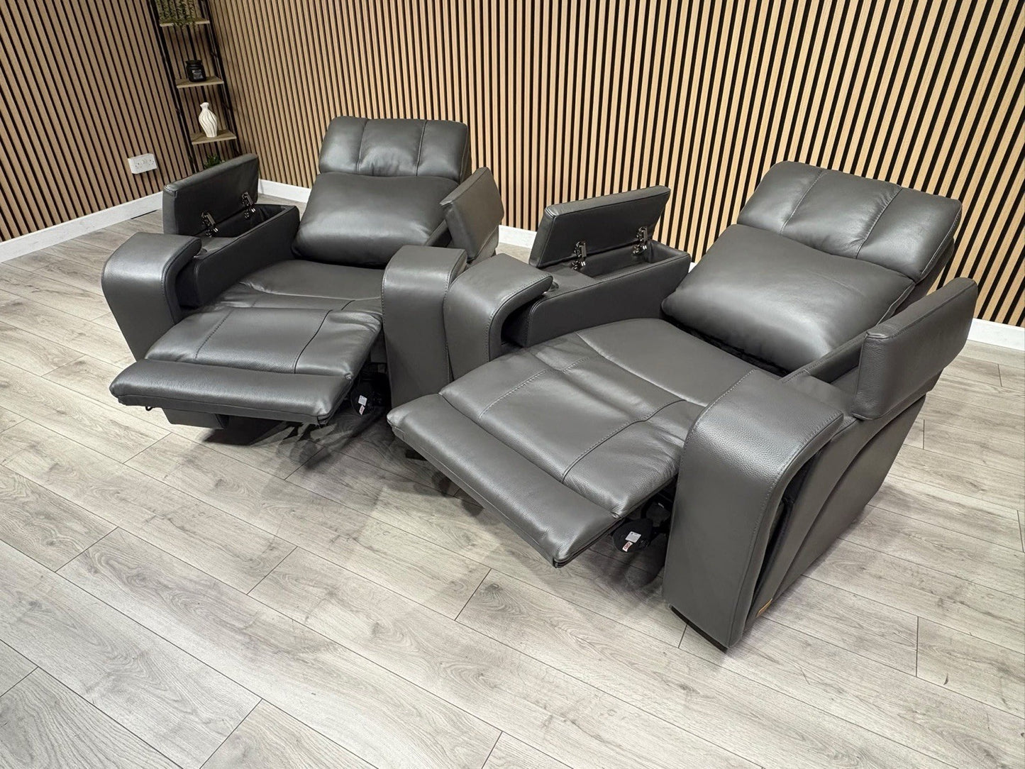 SCS Adstock x2 Leather Power Recliner Chairs with Power Head Tilt RRP £2258