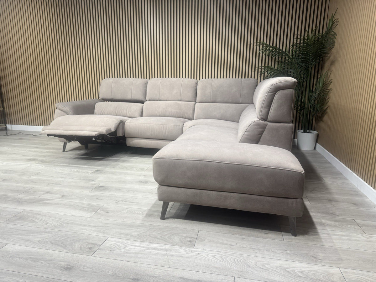 Furniture Village MOET Style Fabric RHF Chaise Power Recliner Corner Sofa