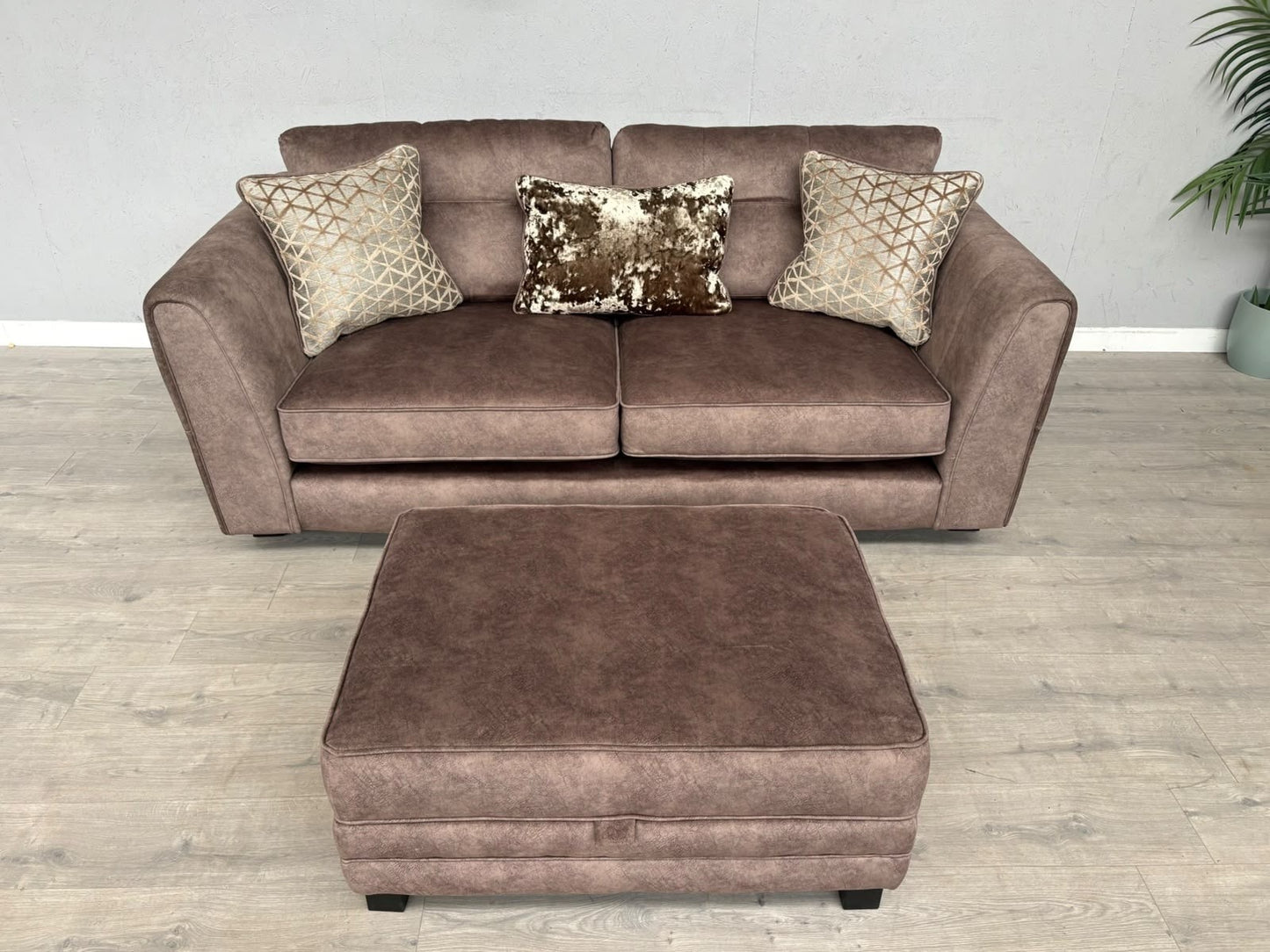 F.V MARIAH 3 Seater Fabric Classic Back Sofa + Storage Footstool - RRP £2590