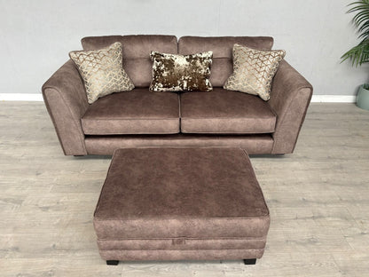 F.V MARIAH 3 Seater Fabric Classic Back Sofa + Storage Footstool - RRP £2590