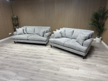 Laura Ashley LYNDEN Style Fabric 3 Seater + 2 Seater Sofa Set, Grey - RRP £2,700