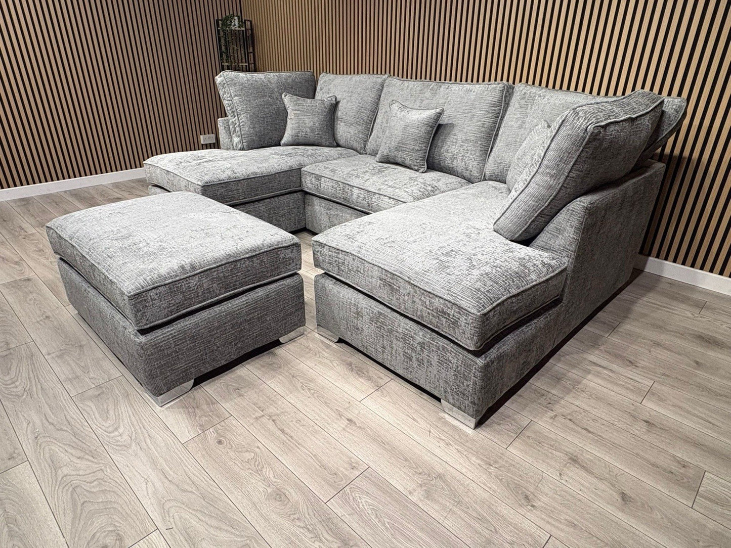 NEXT Premium Fabric U Shaped Corner Chaise Sofa + Footstool - RRP £2599