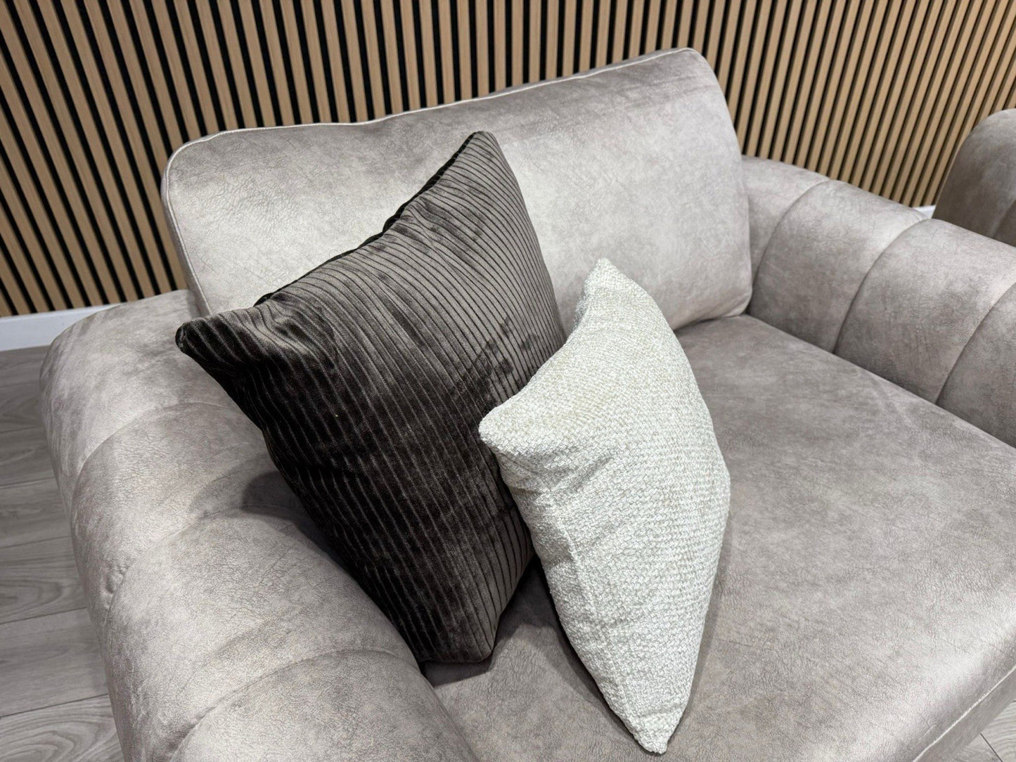 DEVINE Glamour Large Fabric 4 Seater Sofa + Love Chair Armchair - RRP £2,598